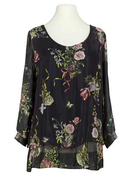 Lagenlook Bluse mit Seide in schwarz von Carla Giannini