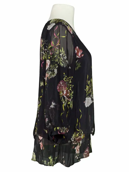 Lagenlook Bluse mit Seide in schwarz von Carla Giannini