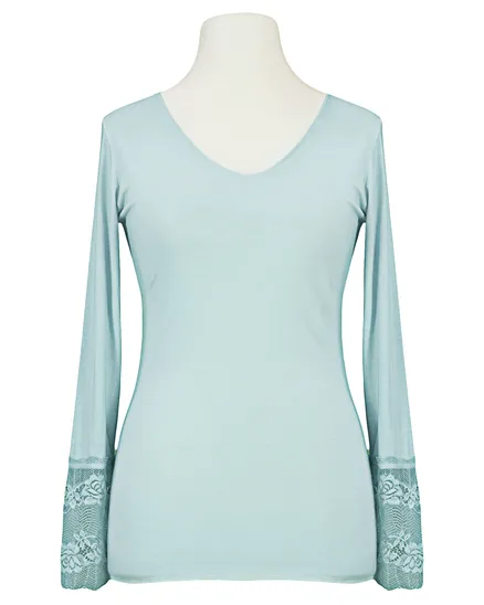 Langarm Shirt mit Spitze in blau von Esvivid
