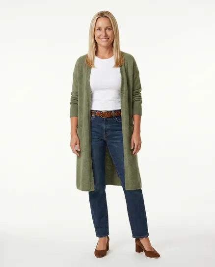 Lange Strickh�lle mit Taschen in khaki von Selected Touch
