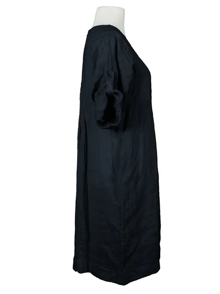 Leinenkleid mit Biesen in schwarz von Made in Italy