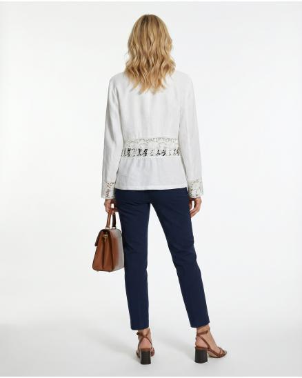 Leinen Blazer in weiss von Massimo