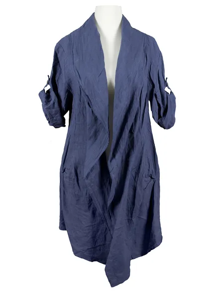 Leinen Jacke in blau von Spaziodonna