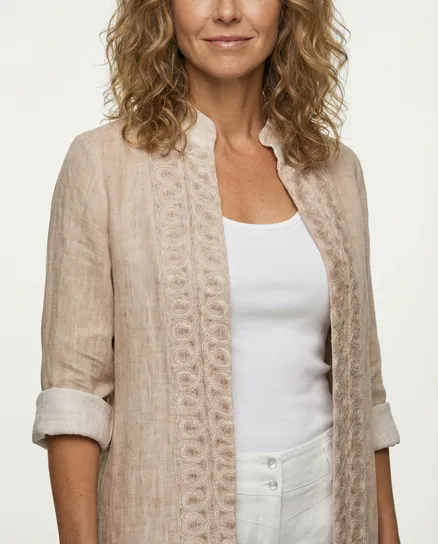Leinen Jacke Stickerei in rosa von Donna