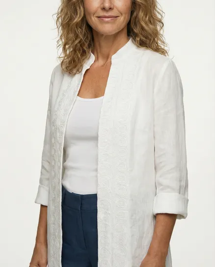 Leinen Jacke Stickerei in wei� von Diana