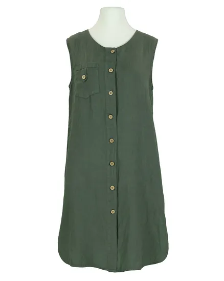 Leinen Long Bluse in oliv von Puro Lino
