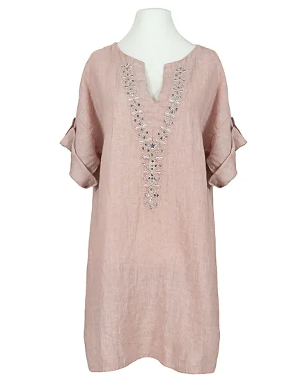 Leinen Tunika bestickt in rosa von Diana