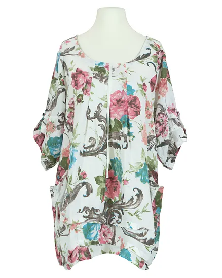 Leinen Tunika Floral in wei� von Puro Lino