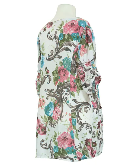 Leinen Tunika Floral in wei� von Puro Lino