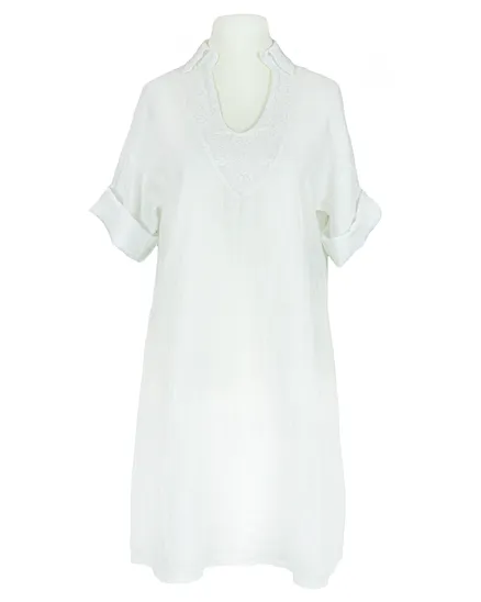 Leinen Tunika mit Spitze in wei� von Spaziodonna