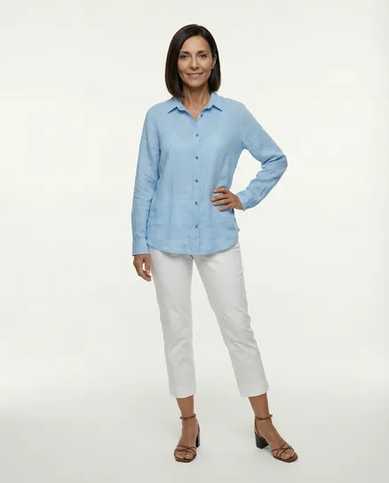 Leinenbluse in blau von Monday Afternoon