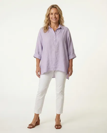 Leinenbluse Oversize in lila von Made in Italy