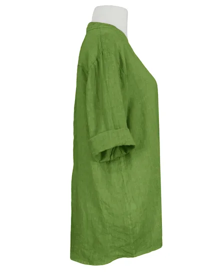 Leinenbluse Stehkragen in kiwi von Puro Lino