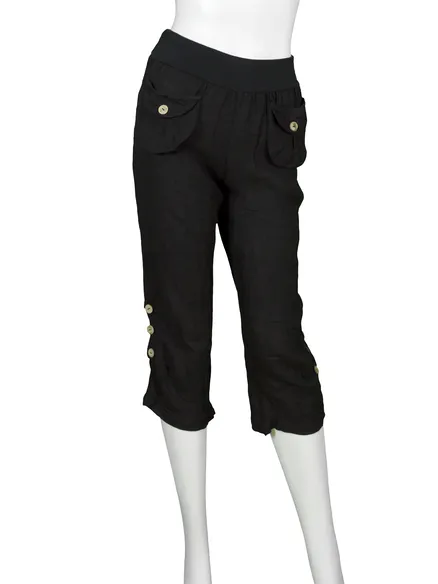 Leinenhose in schwarz von Amanti