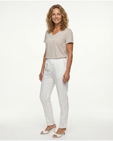 Leinenhose in weiss von Made in Italy