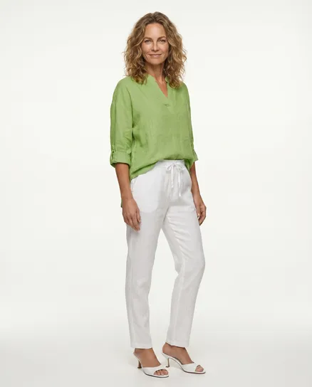Leinenhose in wei� von Made in Italy