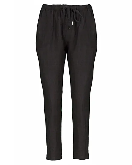 Leinenhose im Jogging-Stil in schwarz von Puro Lino