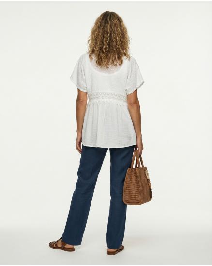 Leinenjacke Lochstickerei in weiss von Glamour