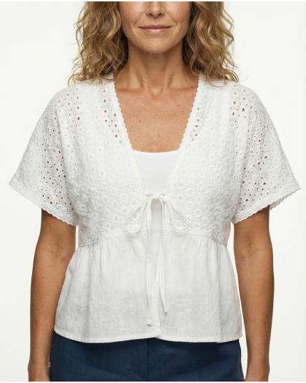 Leinenjacke Lochstickerei in weiss von Glamour