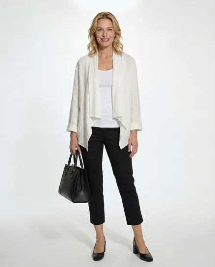 Leinenjacke mit Schalkragen in milchwei� von Made in Italy