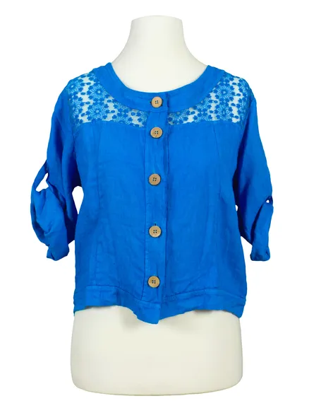 Leinenjacke mit Spitze in t�rkis von RESTART
