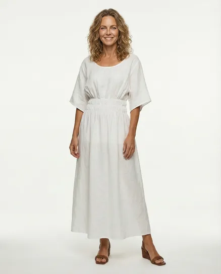 Leinenkleid in wei� von Made in Italy