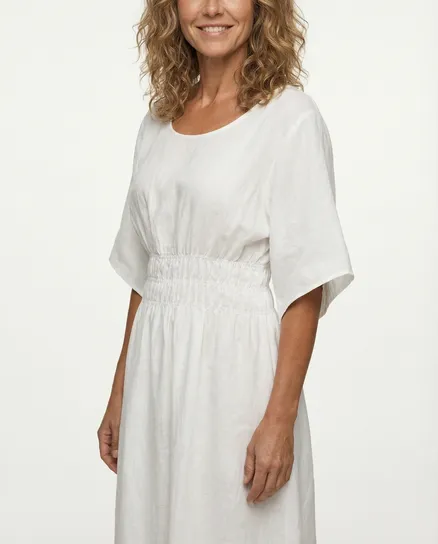 Leinenkleid in wei� von Made in Italy