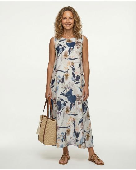 Leinenkleid A-Linie in blau von Puro Lino