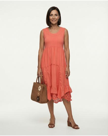 Leinenkleid A-Linie in koralle von Spaziodonna