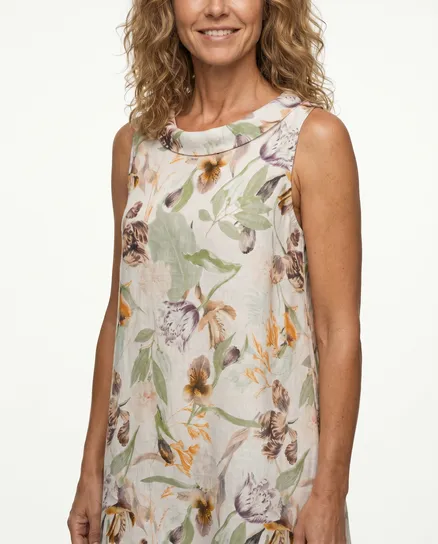 Leinenkleid A-Linie in lindgr�n von Puro Lino