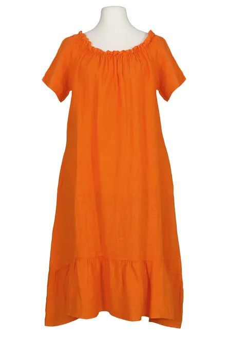 Leinenkleid A-Linie in orange von Made in Italy