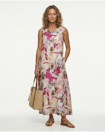 Leinenkleid A-Linie in pink von Puro Lino