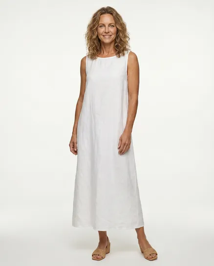 Leinenkleid A-Linie in wei� von Puro Lino