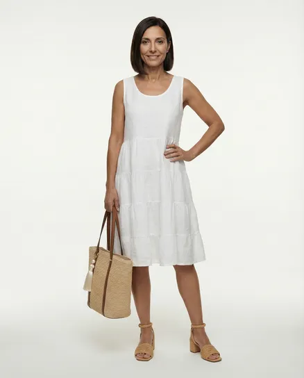 Leinenkleid A-Linie in wei� von Selected Touch