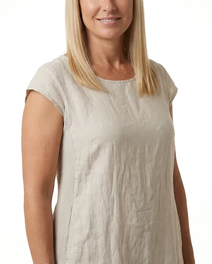 Leinenkleid Basic in beige von Puro Lino