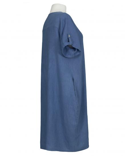 Leinenkleid Basic in blau von Puro Lino