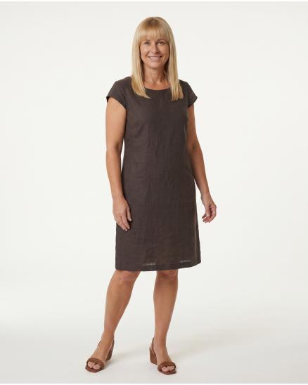 Leinenkleid Basic in braun von Puro Lino