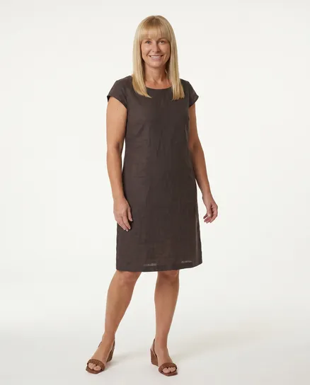Leinenkleid Basic in braun von Puro Lino