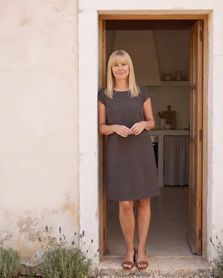 Leinenkleid Basic in braun von Puro Lino