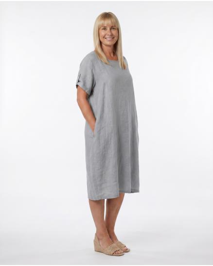 Leinenkleid Basic in grau von Puro Lino