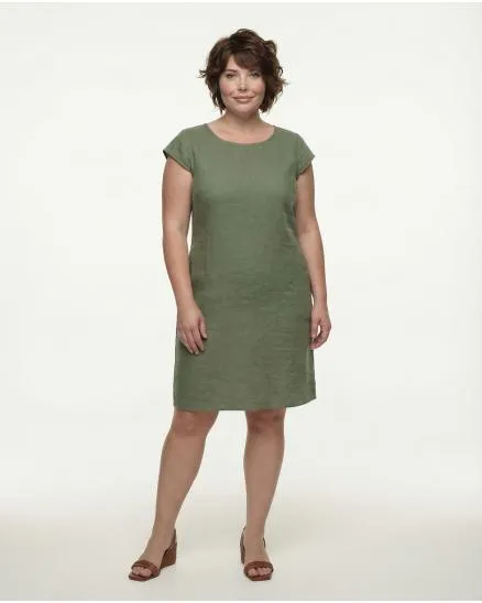 Leinenkleid Basic in khaki von Puro Lino