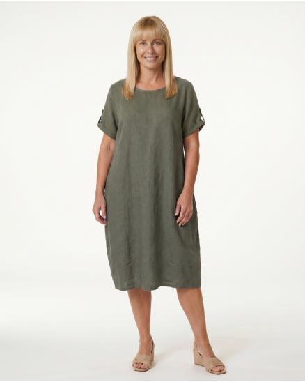 Leinenkleid Basic in khaki von Puro Lino