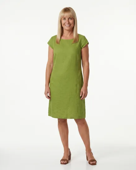 Leinenkleid Basic in kiwi von Puro Lino