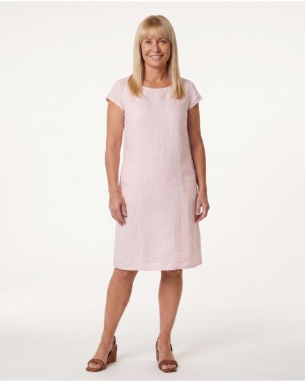 Leinenkleid Basic in rosa von Puro Lino