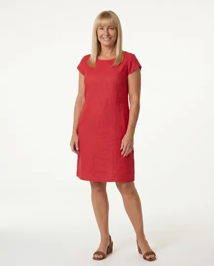 Leinenkleid Basic in rot von Puro Lino