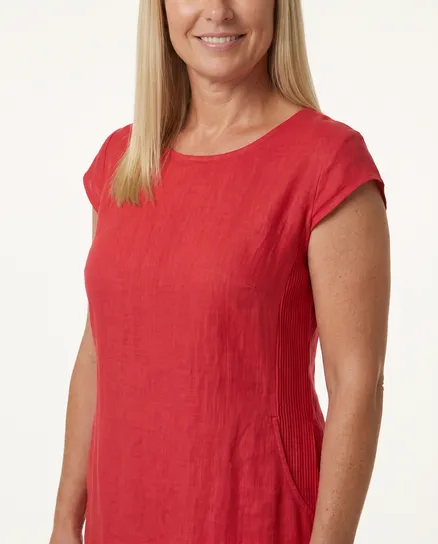 Leinenkleid Basic in rot von Puro Lino