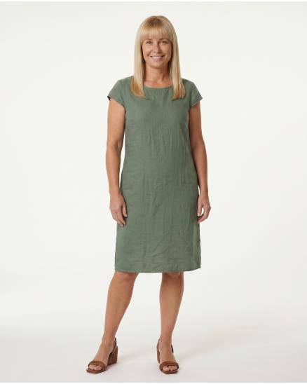 Leinenkleid Basic in salbei von Puro Lino