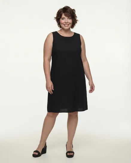 Leinenkleid Basic in schwarz von Puro Lino