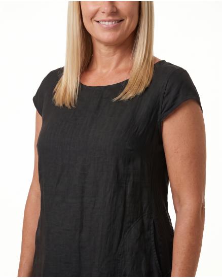 Leinenkleid Basic in schwarz von Puro Lino