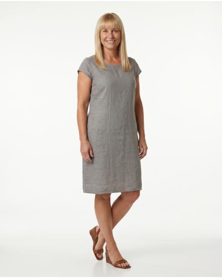 Leinenkleid Basic in taupe von Puro Lino